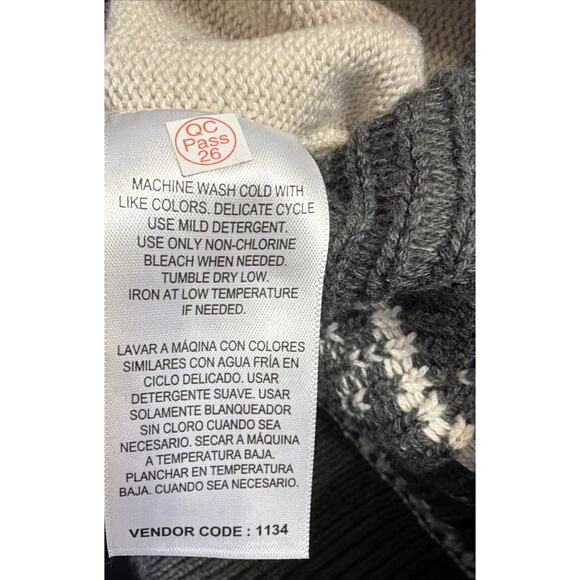 Lands' End Bear Fair Isle Crewneck Women’s Sweater Cream Holiday Winter Small - Picture 6 of 7